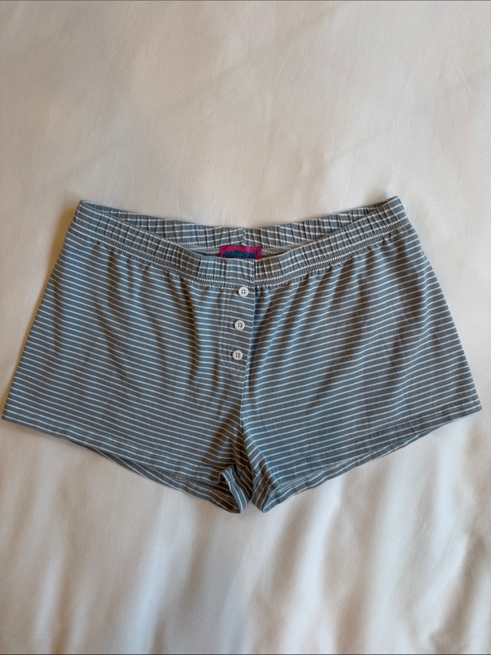 Edikted Blue and White Striped Sleep Shorts